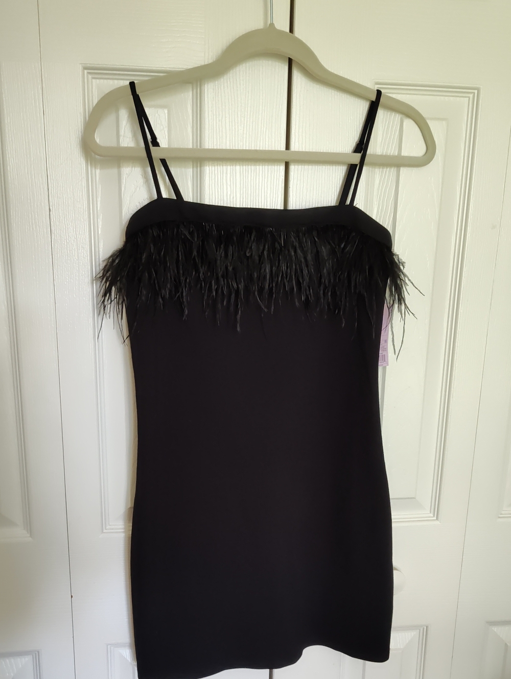 Wild Fable Black Feather-Trim Slip Dress small